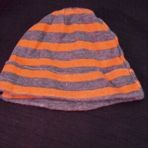 Gerber Kids Striped Hat - Gray and Orange